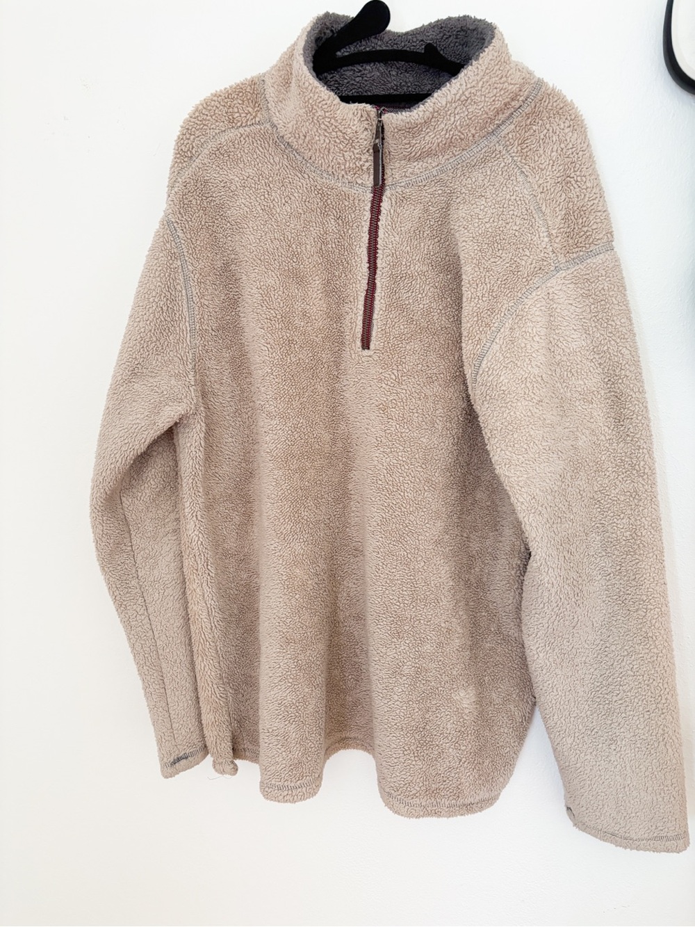 Trinity Taupe Fleece Half-Zip Pullover Top Size 2X